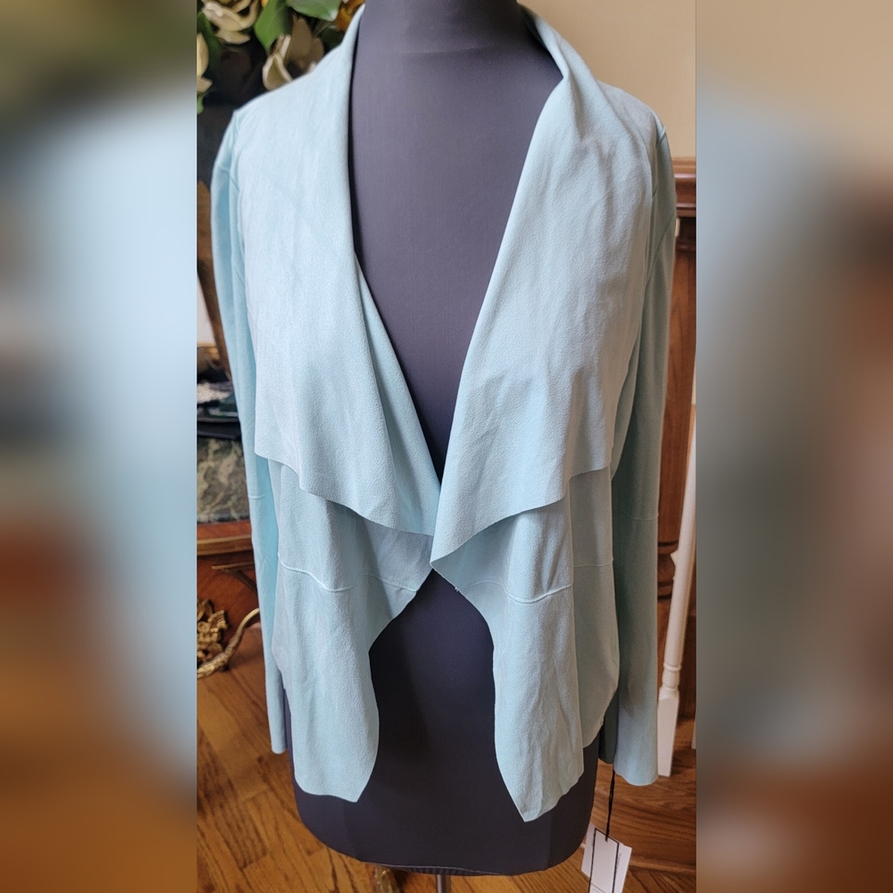NWT BAGATELLE NEW YORK WOMEN'S SOFT SUEDE LIKE JACKET AQUA BLUE L